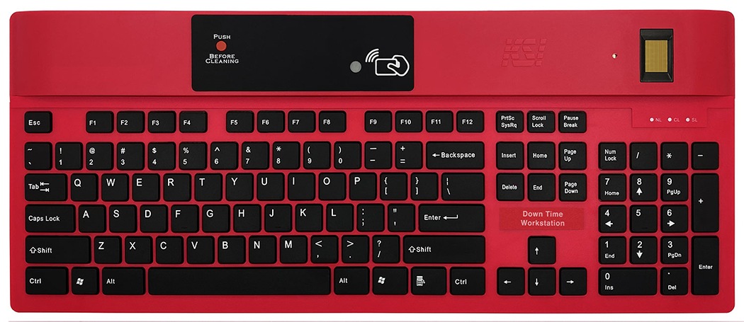 KSI RFID Reader 104-Key USB Keyboard - Red
