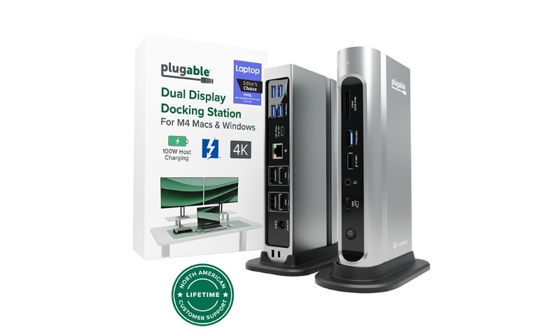 Plugable Thunderbolt 4 & USB4 Docking Station, Quad 4K Display on