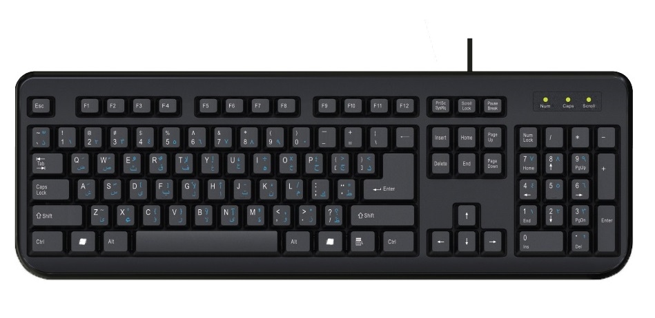 Ergotech Arabic and English Bilingual Keyboard for Windows PC - Black