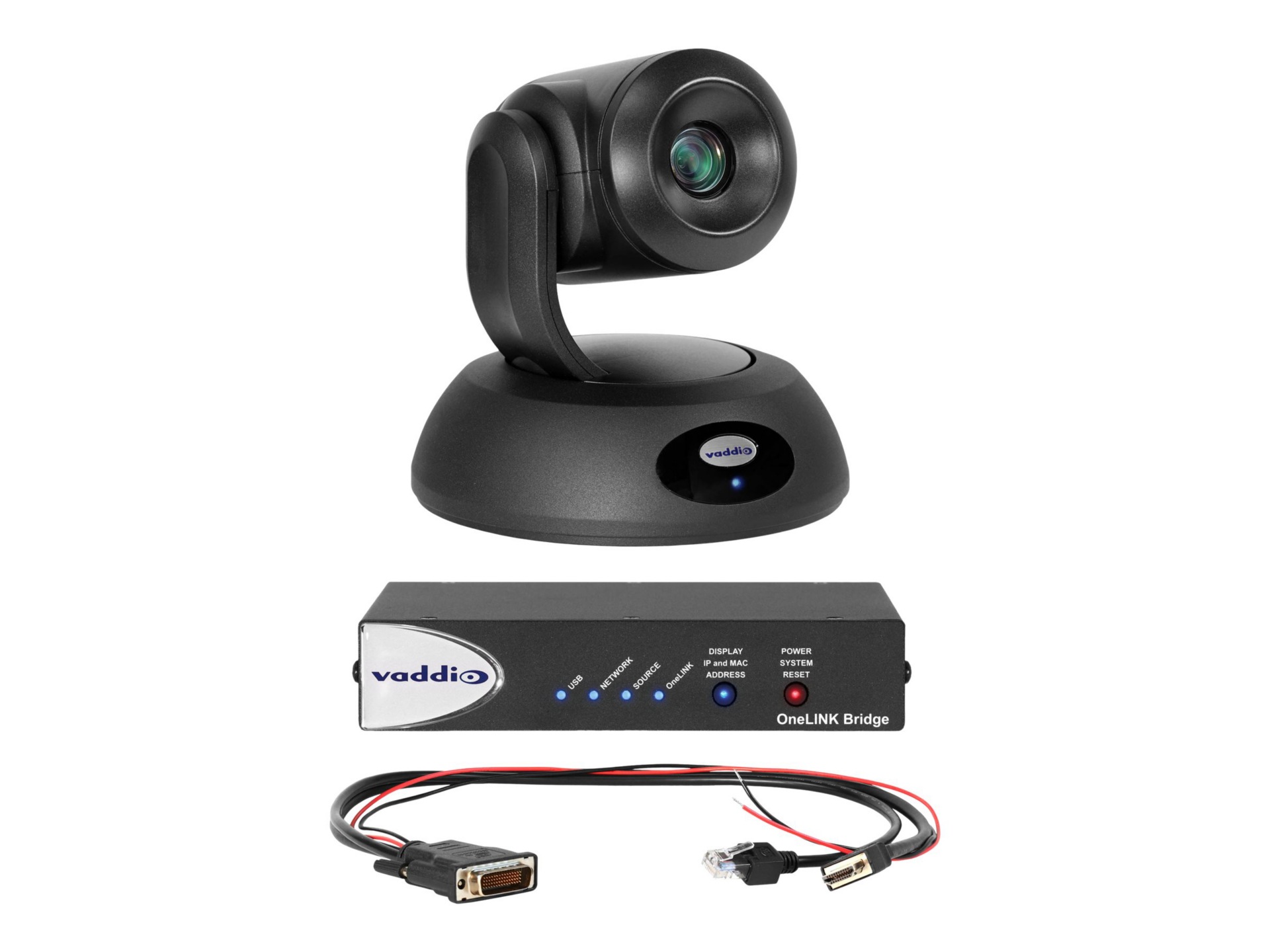 Vaddio RoboSHOT 12E HDBT OneLINK Bridge System for Polycom Codecs - Includes PTZ Camera, Polycom Cables, and Bridge