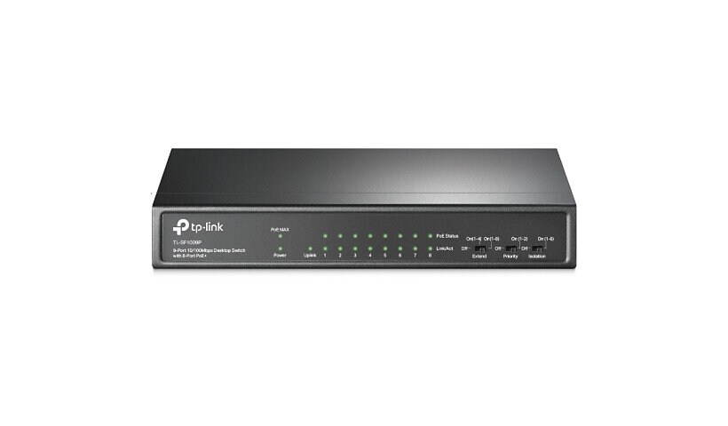 TP-Link TL-SF1009P - 9-Port 10/100Mbps Desktop Switch with 8-Port PoE+