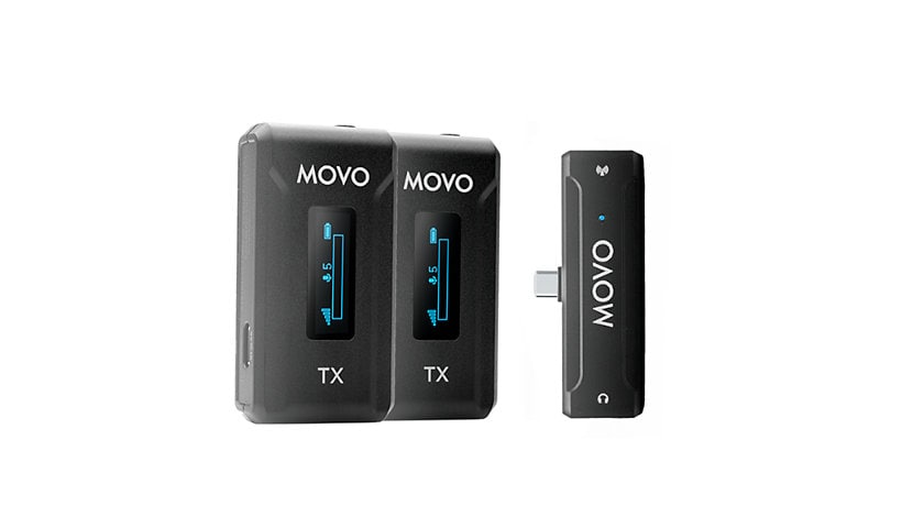 Movo Dual Wireless Lavalier System Microphone with Charging Case for Android Phone