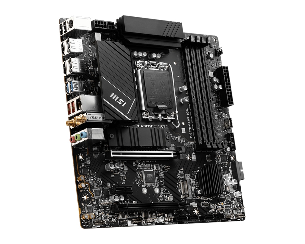 Thumbnail 3 of 13 for MSI Pro B760M-A Wi-Fi DDR4 Micro-ATX Motherboard