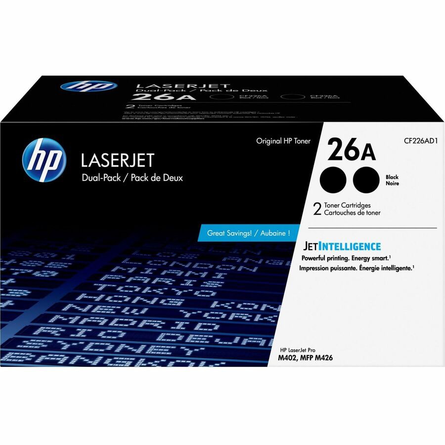 HP 26A Original Average Yield Laser Toner Cartridge - Dual Pack - Black - 2