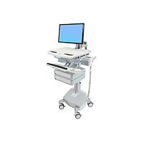 Ergotron StyleView Electric Lift Cart with LCD Arm, LiFe Powered, 2 Drawers (1x2) - cart - open architecture - for LCD