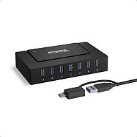 Plugable 7-in-1 USB Charging Hub for Laptops w/ USB-C or USB 3.0-Charging Station for Multiple Devices,USB Data Transfer