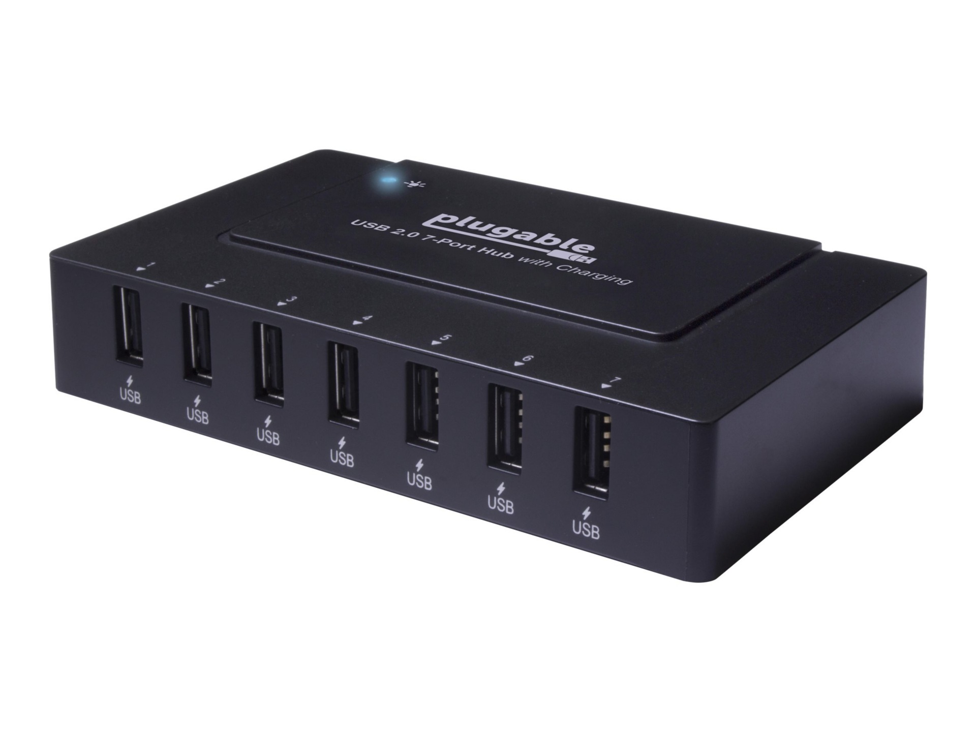 Plugable USB 2.0 7-Port High Speed Charging Hub w/60W Power Adapter,Driverless