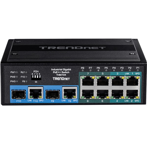 TRENDnet 10-Port Industrial Gigabit PoE+ DIN-Rail Switch - TI-BG104 -  Ethernet Switches 