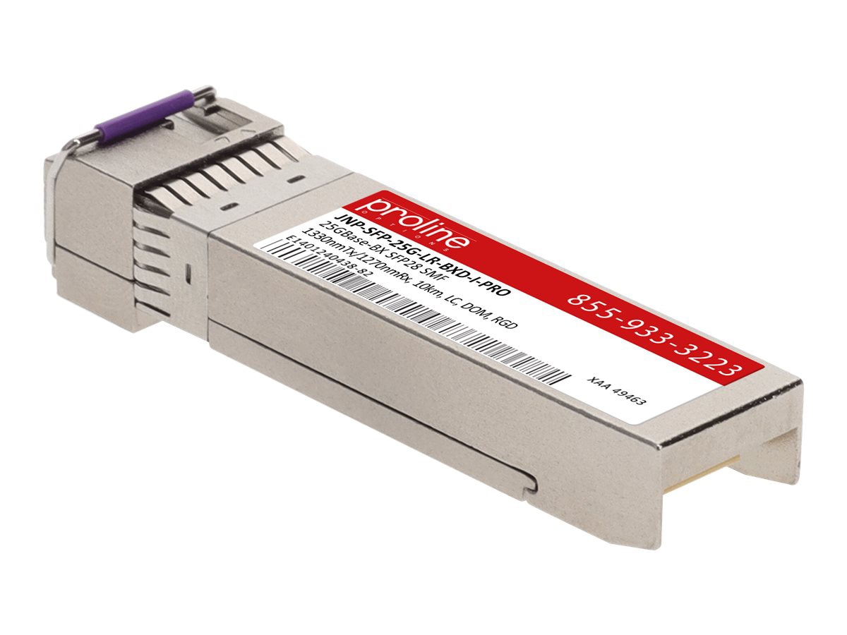 Proline Juniper Networks JNP-SFP-25G-LR-BXD-I Compatible TAA 25GBase-BX SFP28 Transceiver (SMF, 1330nmTx/1270nmRx, 10km,