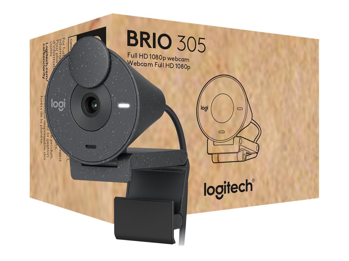 Logitech Brio 305 Full HD webcam with auto light correction, Graphite -  webcam - 960-001414 - Webcams - CDW.ca