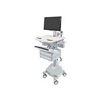 Ergotron StyleView Electric Lift Cart with Pivot, LiFe Powered, 2 Drawers (