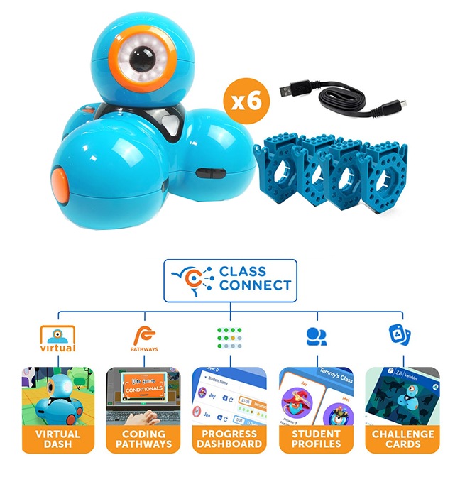 Teq Wonder Workshop Dash Tech Center Curriculum Pack with Class Connect 2 Year Subscription