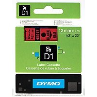 Dymo 12mmx7m D1 45017 Tape - Black on Red