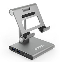 Plugable USB-C Dock w/ Stand for USB-C Phones and Tablets, Driverless