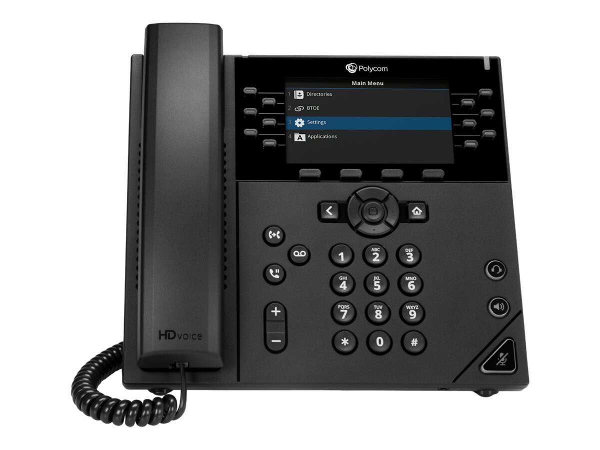 Poly VVX 450 IP Phone - Refurbished - Corded - Corded - Desktop - Black - TAA Compliant