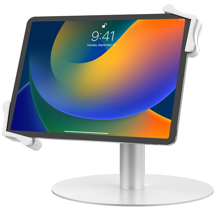 CTA Universal Grip Kiosk Stand for 7-13” Tablets - White