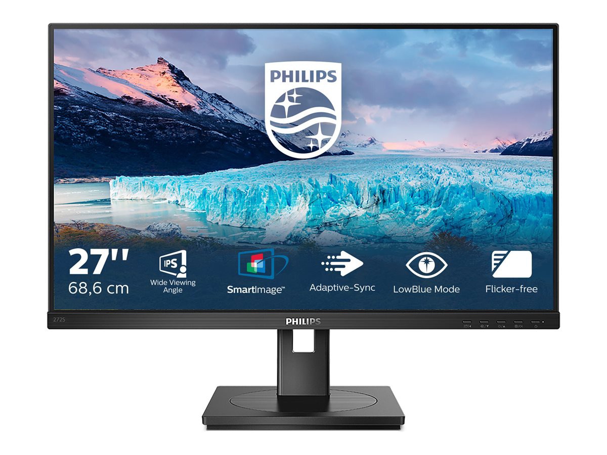 PHILIPS 272S1AE - 27" Monitor, LED, FHD, VGA, DVI, HDMI, DP, EPEAT, 4 Year Manufacturer Warranty - 27"
