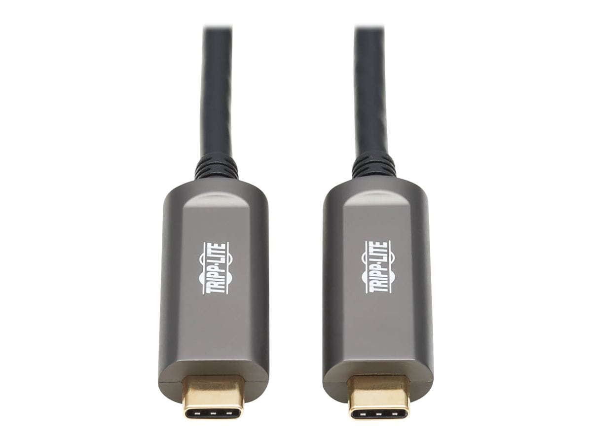 Tripp Lite USB-C AOC Cable (M/M) - USB 3.2 Gen 2 (10 Gbps) Plenum-Rated Fiber Active Optical Cable - Data Only, Black,