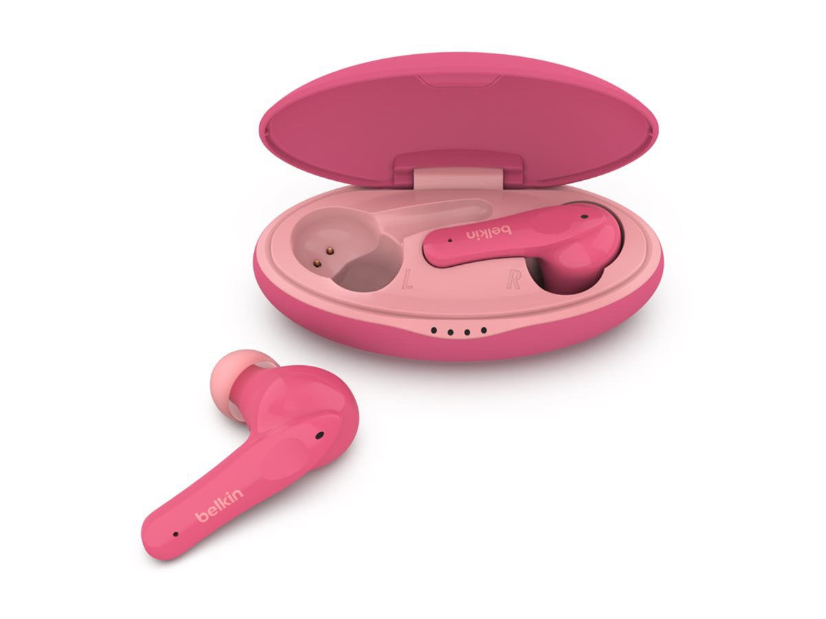 Belkin Wireless Earbuds for Kids with Built-in Microphone - for iPhone - Galaxy and More - Pink