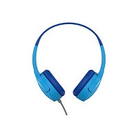 Belkin Mini Wired Headphones for Kids with Built-in Microphone - Over-Ear Headset - 3.5mm - Blue