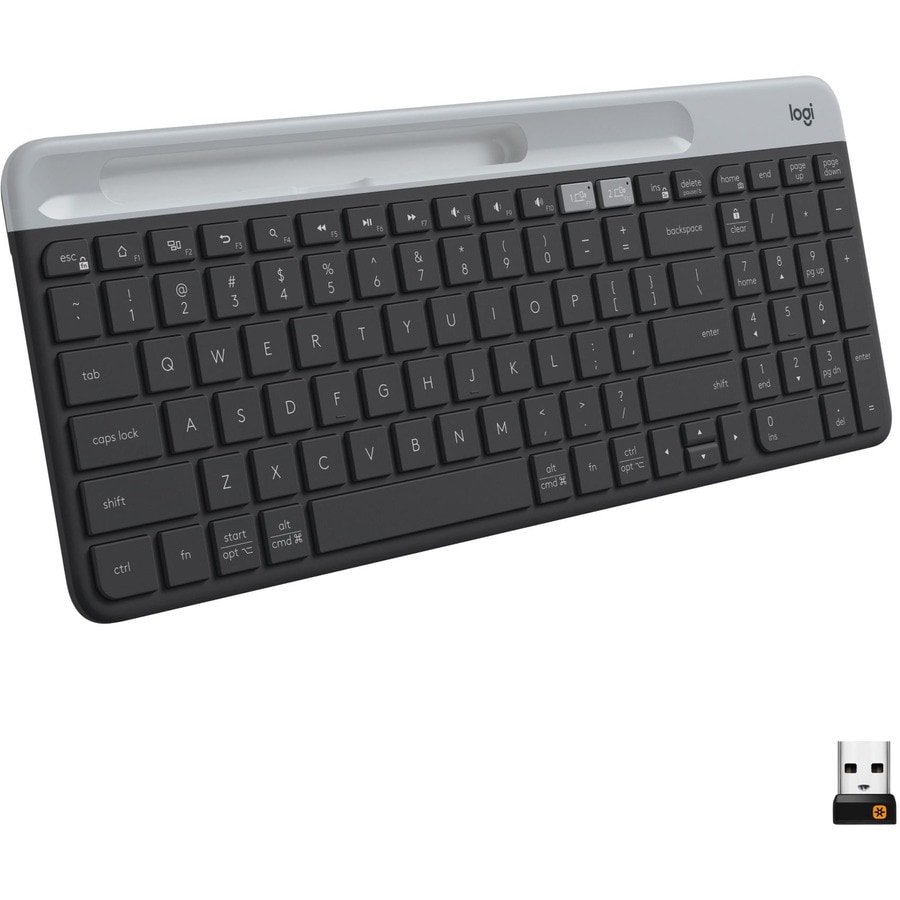 Logitech K585 Multi-Device Slim Wireless Keyboard, Built-in Cradle for devi