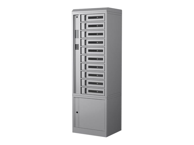 Bretford TechGuard Connect - cabinet unit - for 10 notebooks/tablets/cellular phones - platinum - with TechGuard Connect