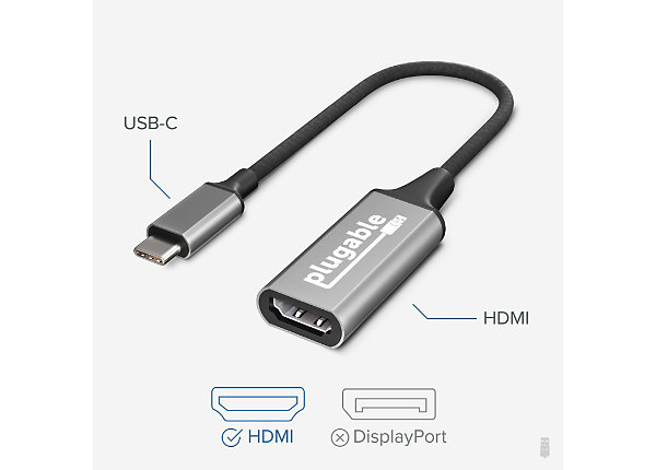 Plugable Mode Monitor Adapter -USB-C to HDMI for Windows,Mac,Driverless - USBC-HDMI - Monitor Cables & Adapters - CDW.com