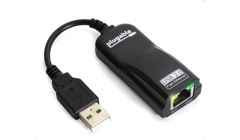 Plugable USB 2.0 to Ethernet Fast 10/100 LAN Wired Network Adapter Compatible w/ Chromebook,Windows,Linux,Driverless
