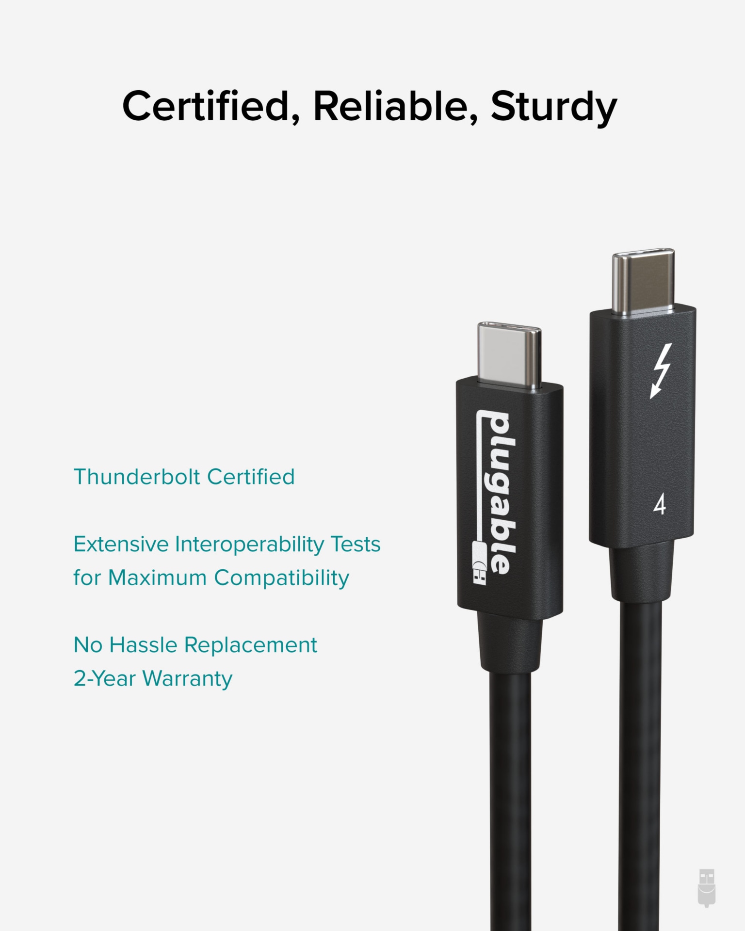 Thumbnail 5 of 7 for Plugable 6.6ft Thunderbolt 4 Cable[Thunderbolt Certified], Driverless
