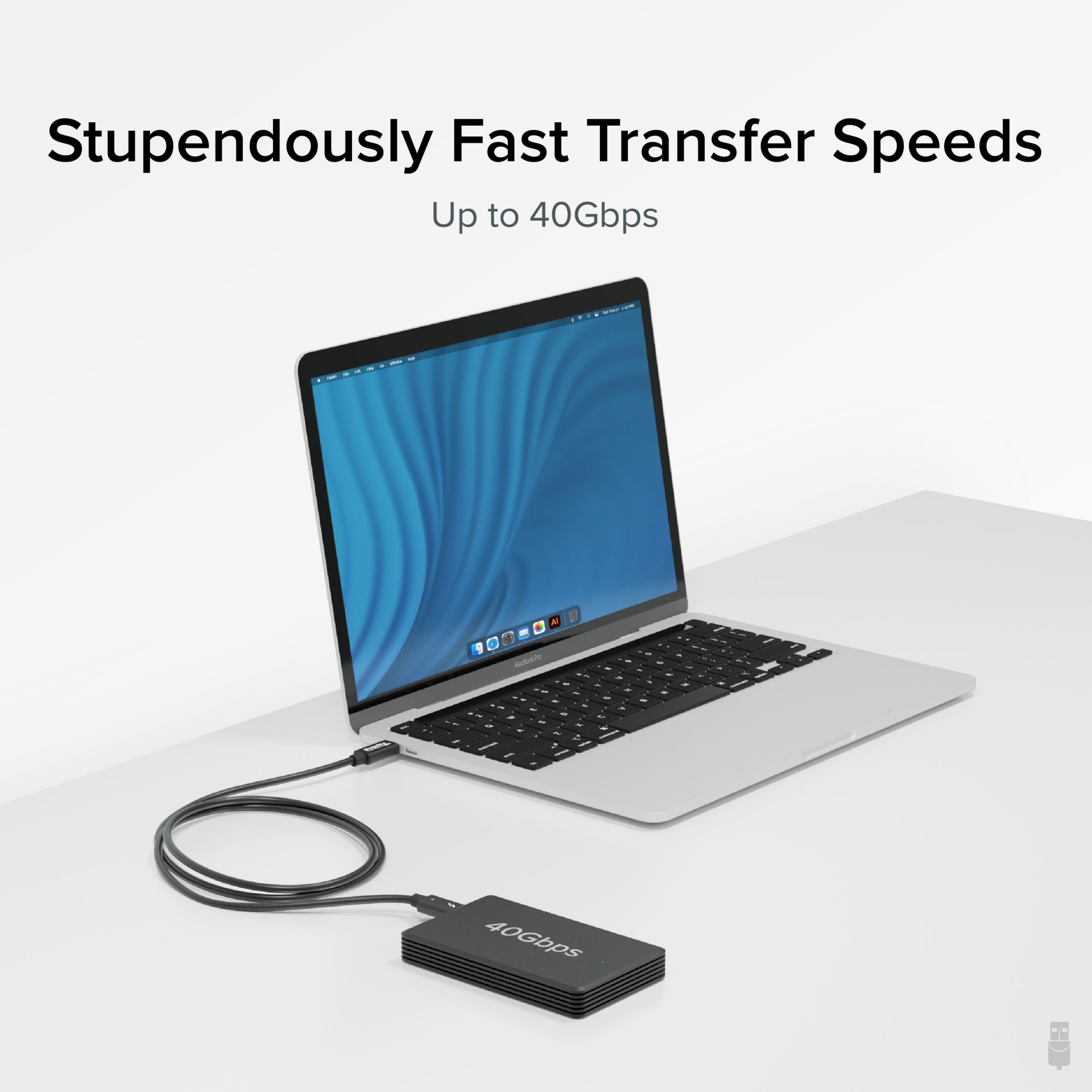 Thumbnail 3 of 8 for Plugable Thunderbolt 4 Cable w/ 240W Charging,3.3 Feet (1M),1x 8K Display,40 Gbps,USB4,Thunderbolt 3,USB–C,Driverless