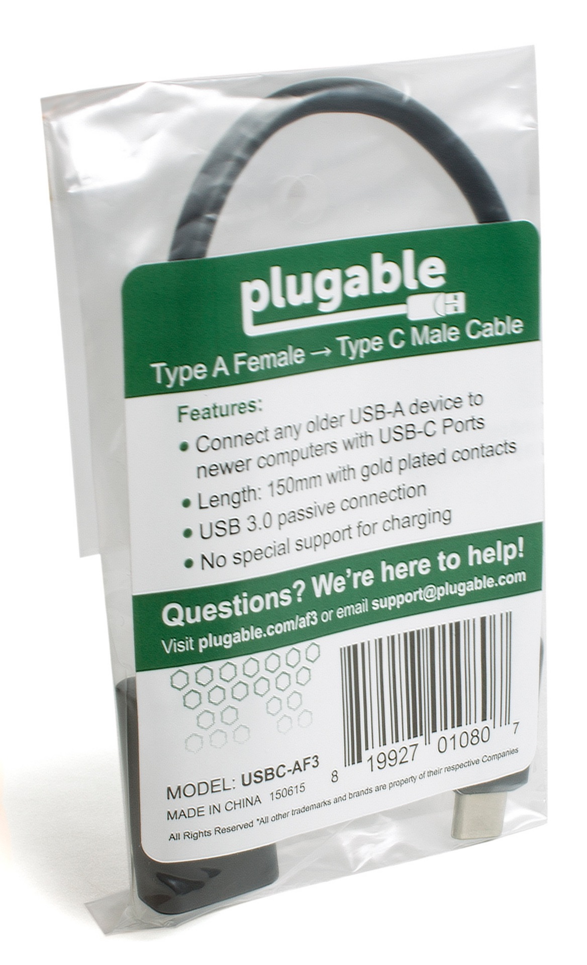 Thumbnail 4 of 5 for Plugable USB C to USB Adapter Cable,Connects USB Type C Laptop,Tablet,or Phone to USB 3.0 Device,Driverless