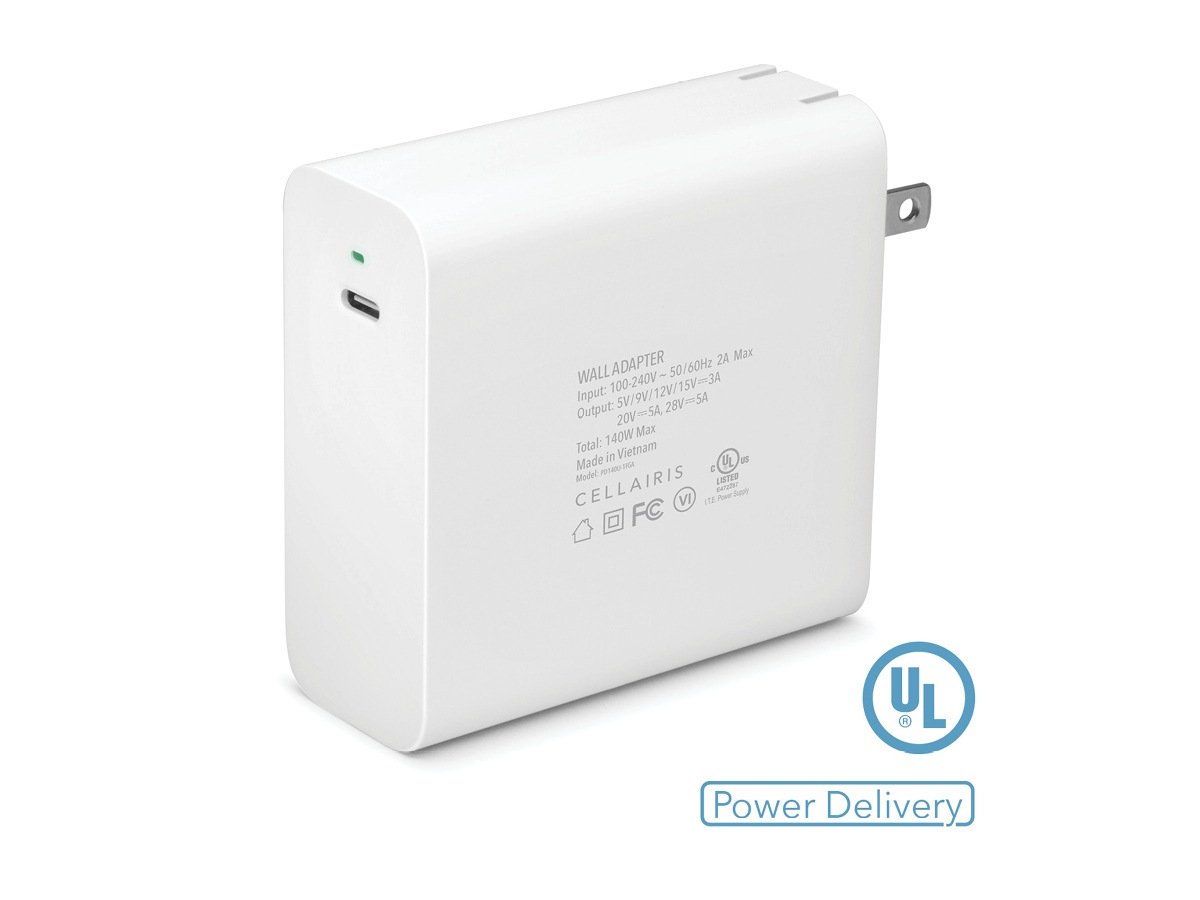 Cellairis Macbook and Laptop Charger - Single USB-C 140W w/ 6ft USB-C Cable White