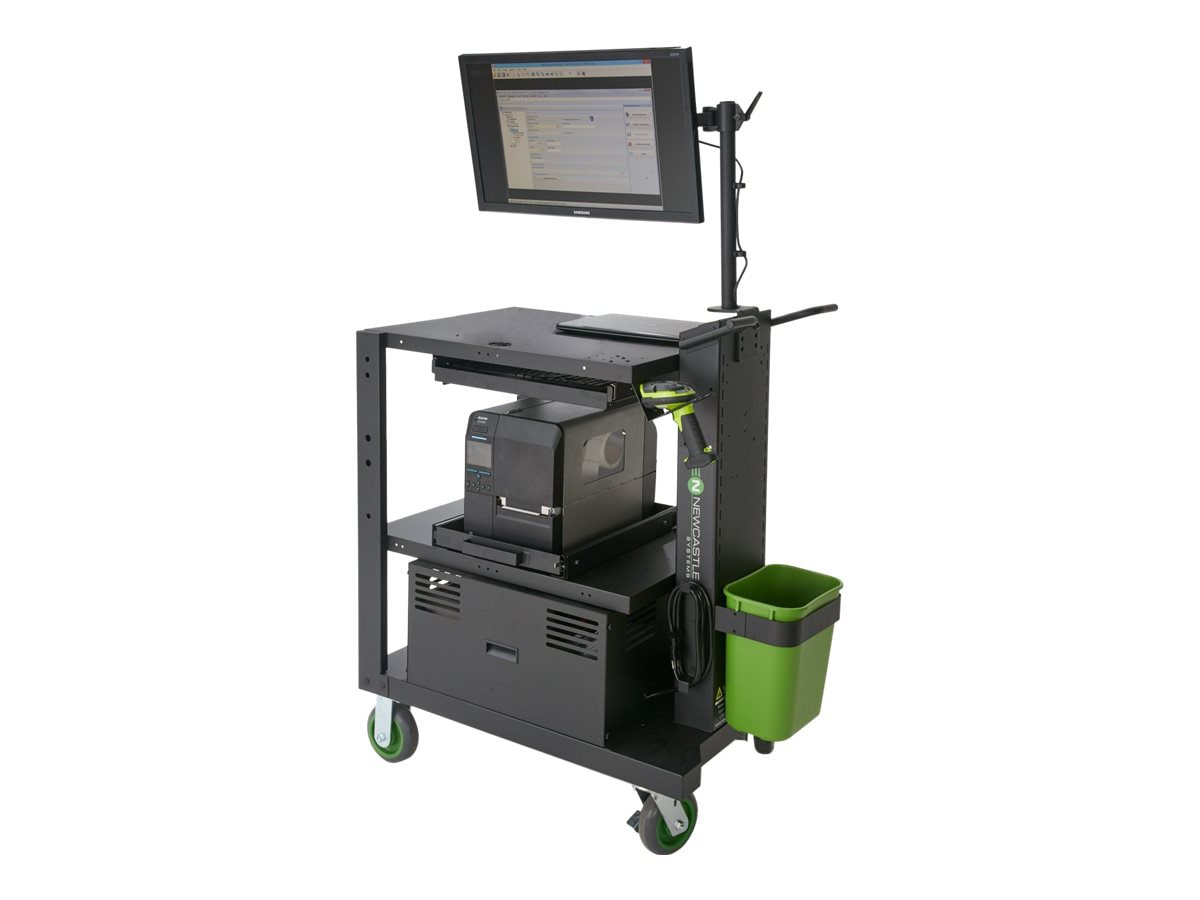Newcastle Systems PC Series PC536-LI Mobile Powered Workstation - cart - for LCD display / CPU / printer - black