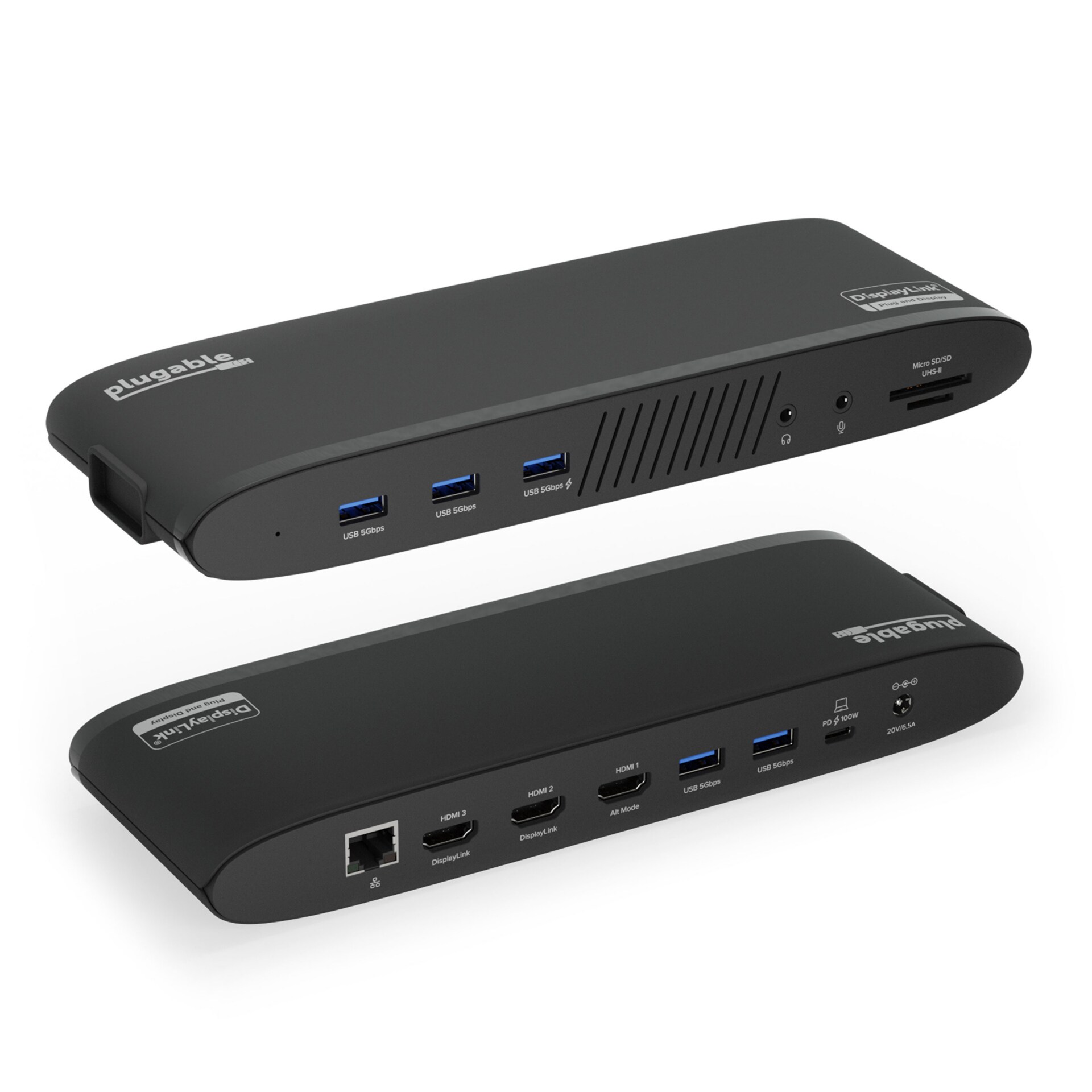 Plugable USB-C Triple Monitor Laptop Docking Station-100W Charging