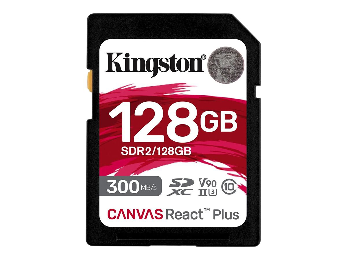 Kingston Canvas React Plus - flash memory card - 128 GB - SDXC UHS-II