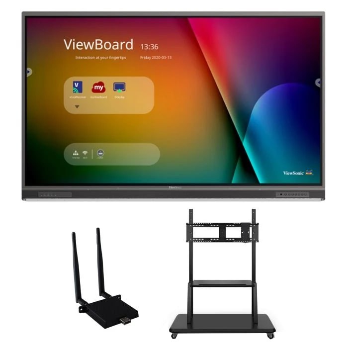 ViewSonic ViewBoard IFP6552-1C-E2 - 4K Interactive Display with WiFi Adapter, Mobile Trolley Cart - 400 cd/m2 - 65"