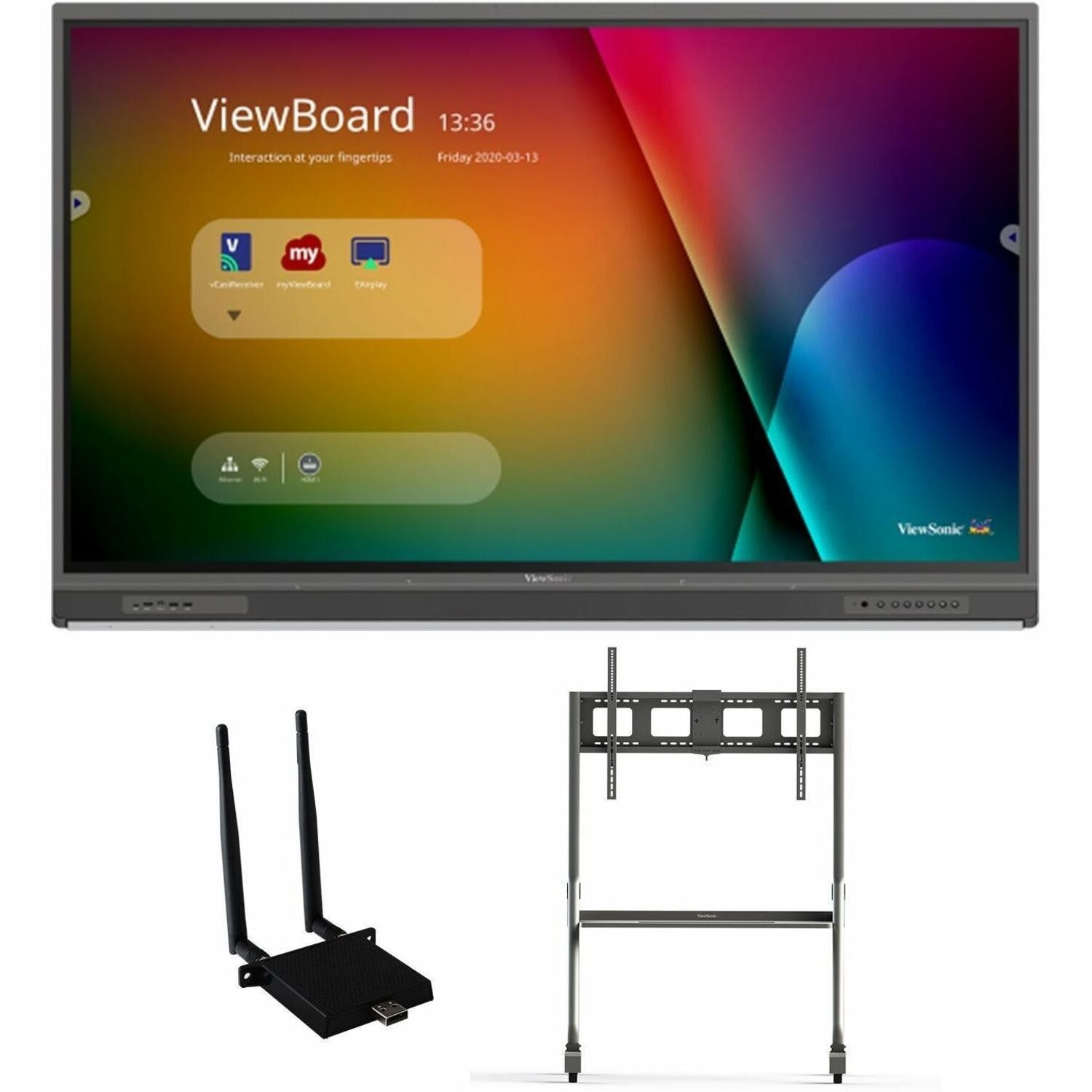 ViewSonic 65" ViewBoard Interactive Display Bundle with Trolley Cart