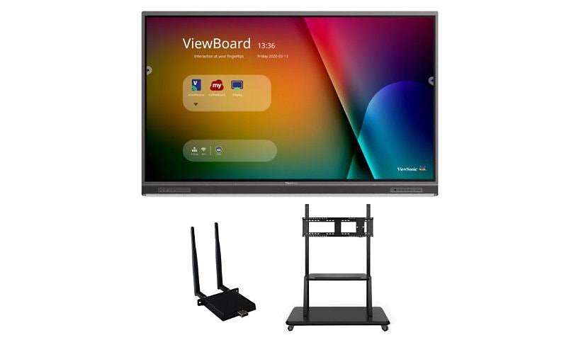 ViewSonic ViewBoard IFP7552-1C-E2 - 4K Interactive Display with WiFi Adapter, Mobile Trolley Cart - 400 cd/m2 - 75"