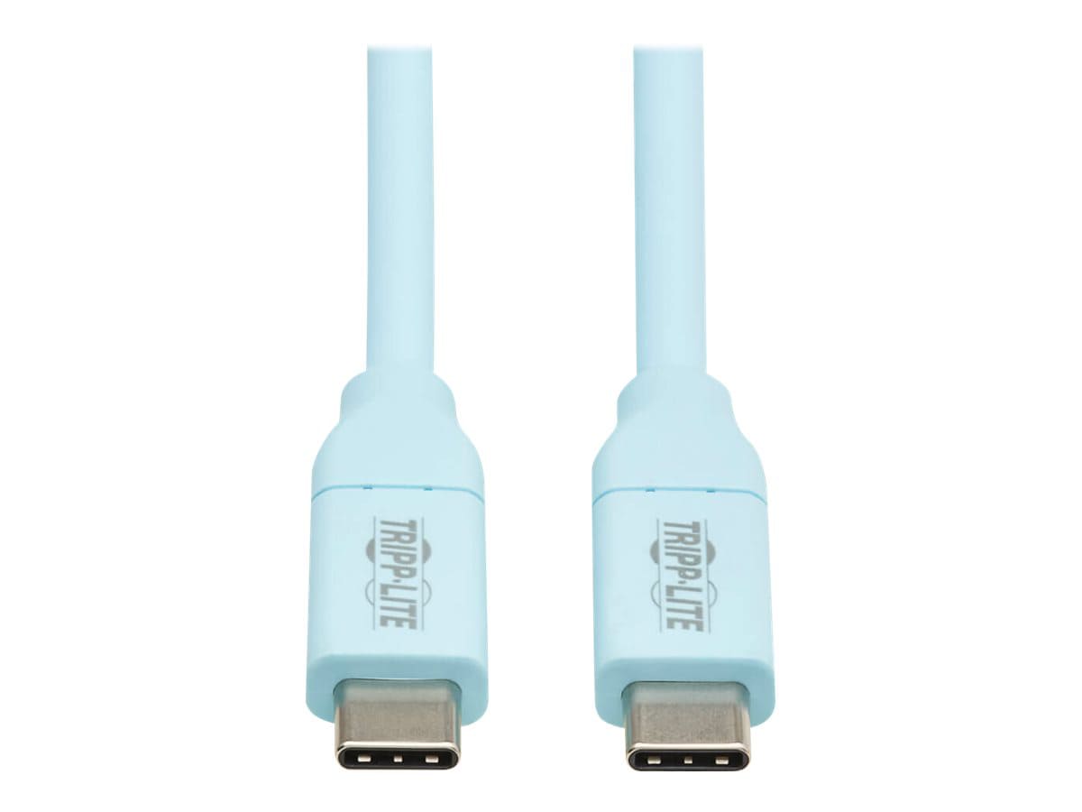 Tripp Lite Safe-IT USB C Cable Antibacterial 240W Charging Light Blue 6ft