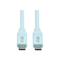 Tripp Lite Safe-IT USB C Cable Antibacterial 240W Charging Light Blue 6ft