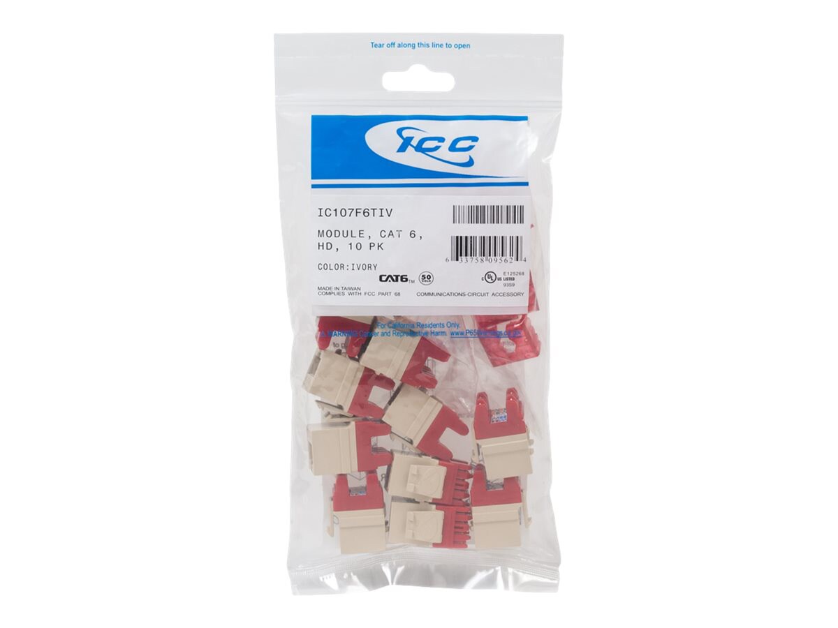 ICC CAT6 High Density Modular Connectors - Ivory