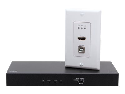 C2G HDBaseT HDMI Extender + USB B to A and RS232 over Cat - Single Gang Wall Plate Transmitter to Receiver Box - 4K 60Hz