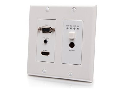 C2G HDBaseT HDMI Extender + VGA, 3.5mm, RS232, and IR over Cat - Dual Gang Wall Plate Transmitter - 4K 60Hz