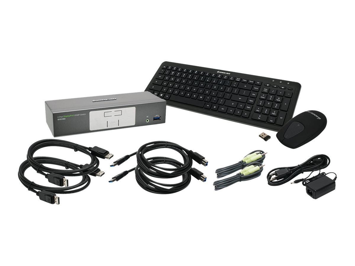 IOGEAR 2-Port 4K UHD DisplayPort KVMP with Keyboard and Mouse