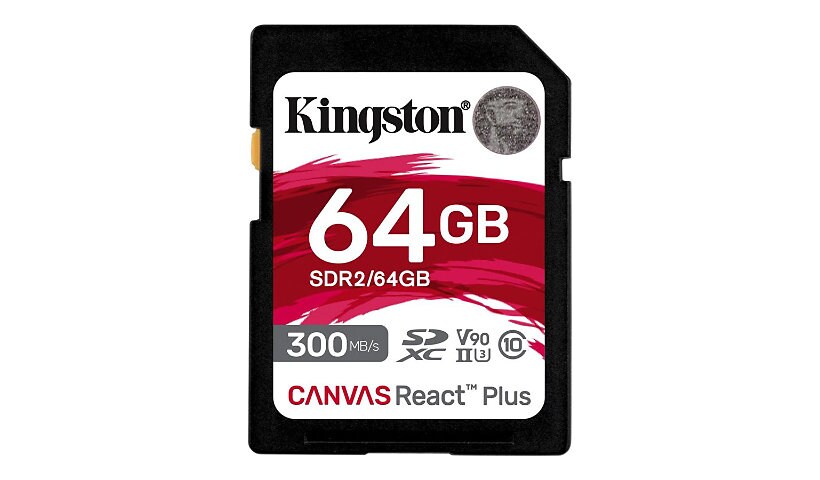 Kingston Canvas React Plus - carte mémoire flash - 64 Go - SDXC UHS-II