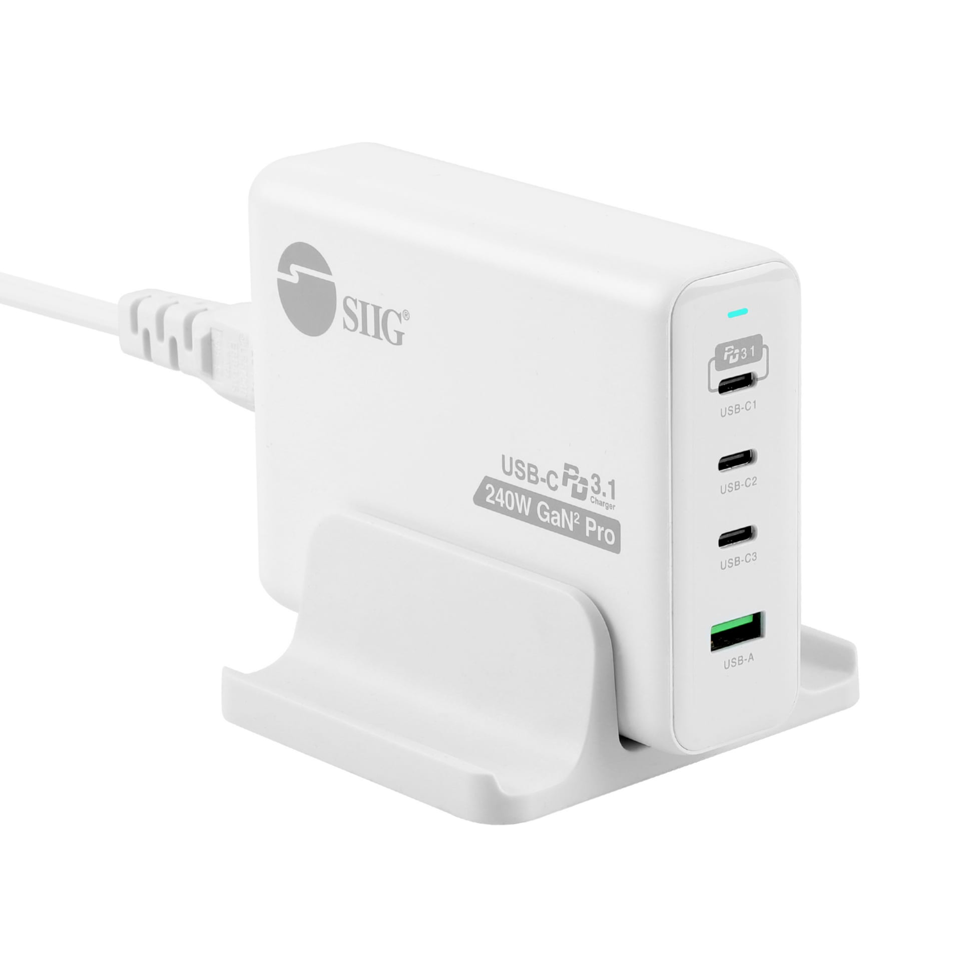 SIIG 240W GaN PD 3.1 Charger - 3C1A, USB-C Power Adapter, USB-C Charger power adapter - GaN - USB, 3 x USB-C - 240 Watt