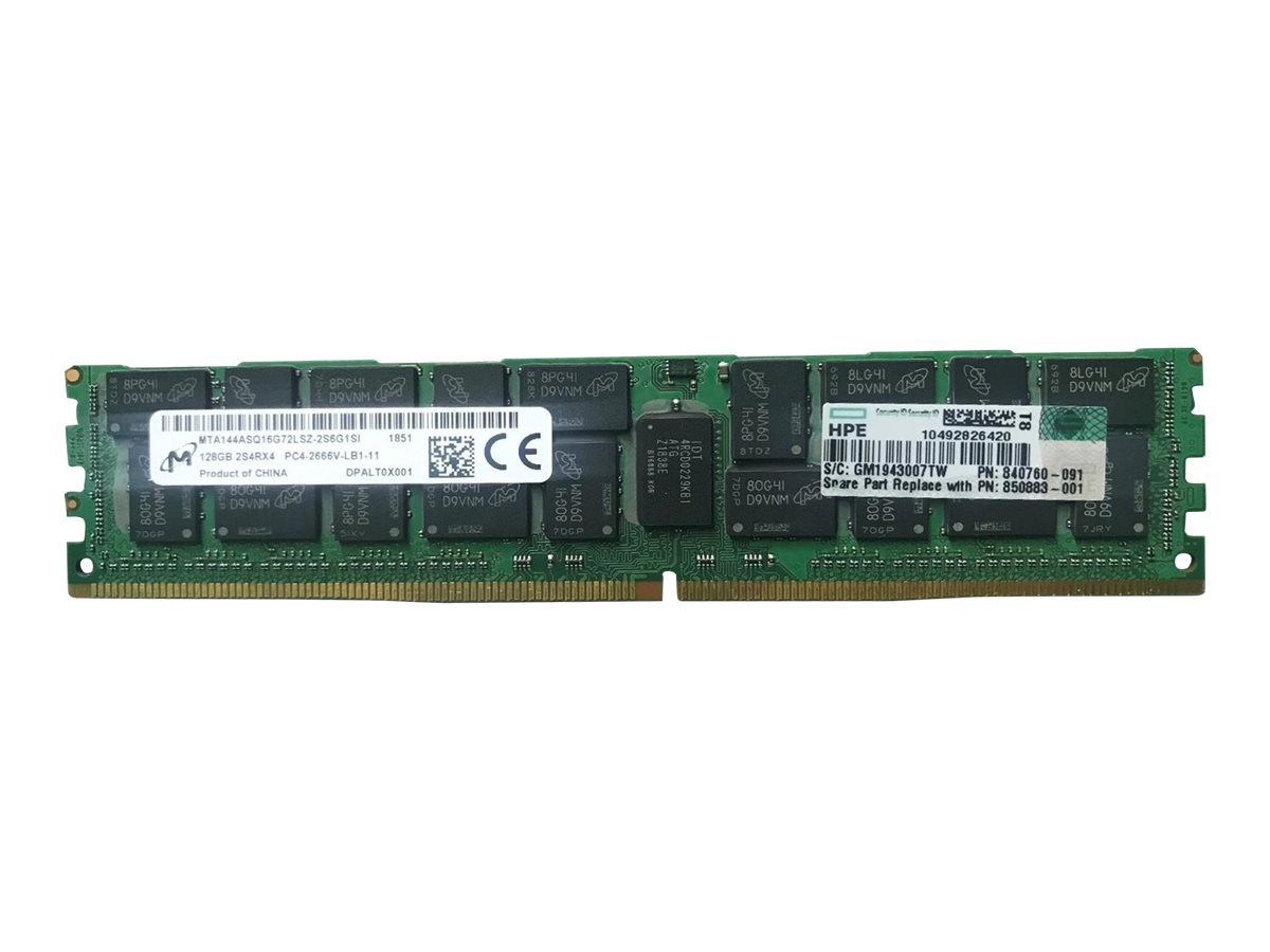 HPE - DDR4 - module - 128 GB - LRDIMM 288-pin - 2666 MHz / PC4-21300 - 3DS Load-Reduced
