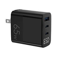 4XEM power adapter - GaN, charging display - USB, 2 x USB-C - 65 Watt
