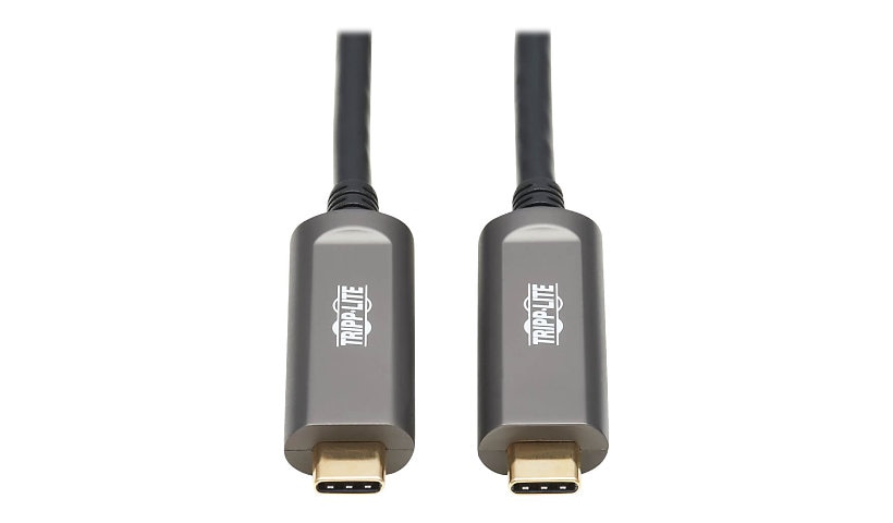 Tripp Lite USB-C AOC Cable (M/M) - USB 3.2 Gen 2 (10 Gbps) Plenum-Rated Fiber Active Optical Cable - Data Only, Black,