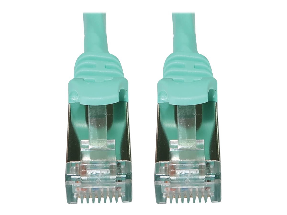 Eaton Tripp Lite Series Cat6a 10G Snagless Shielded Slim STP Ethernet Cable (RJ45 M/M), PoE, Aqua, 25 ft. (7.6 m) -